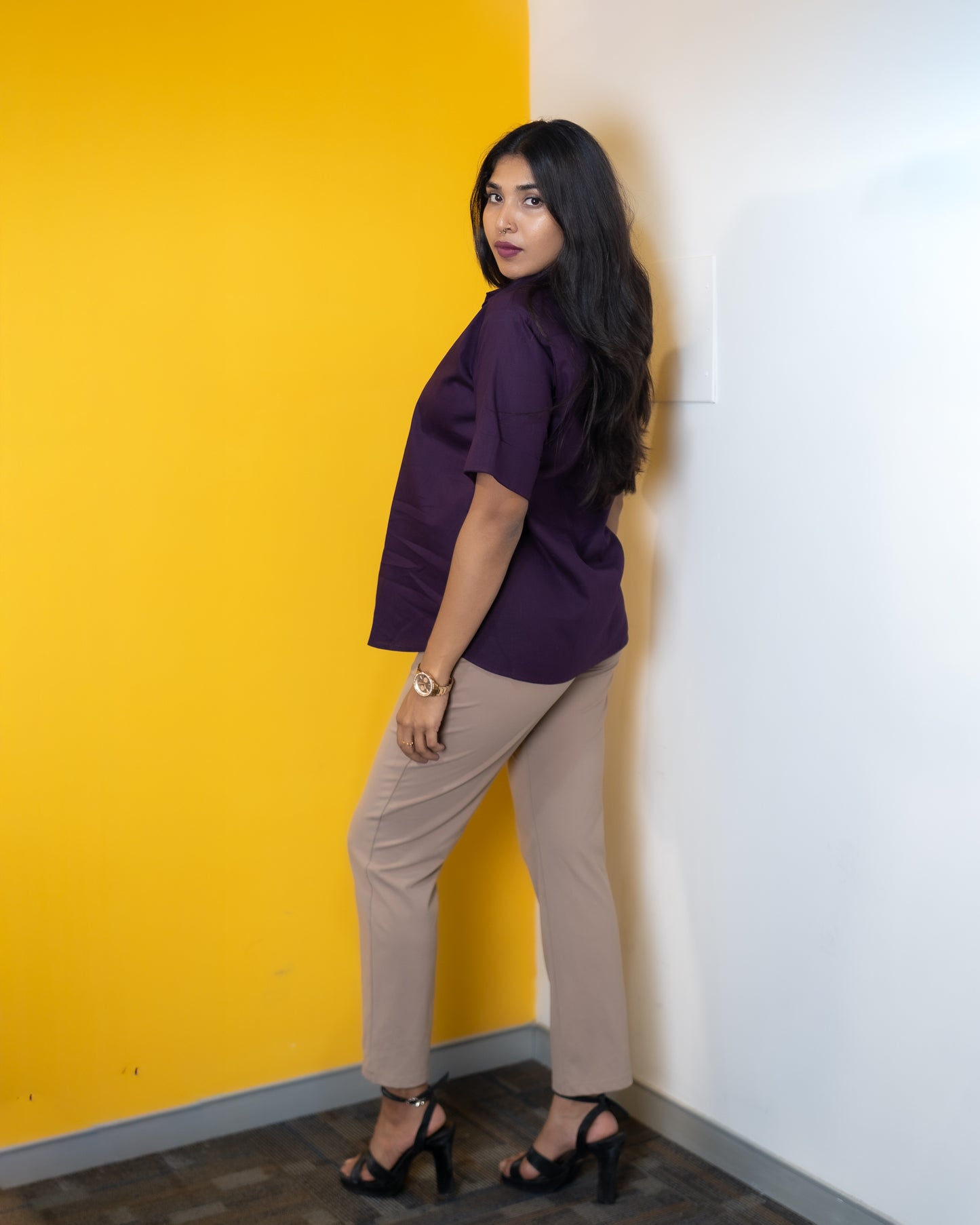 Bird Embroidery Purple Crop top Tshirt