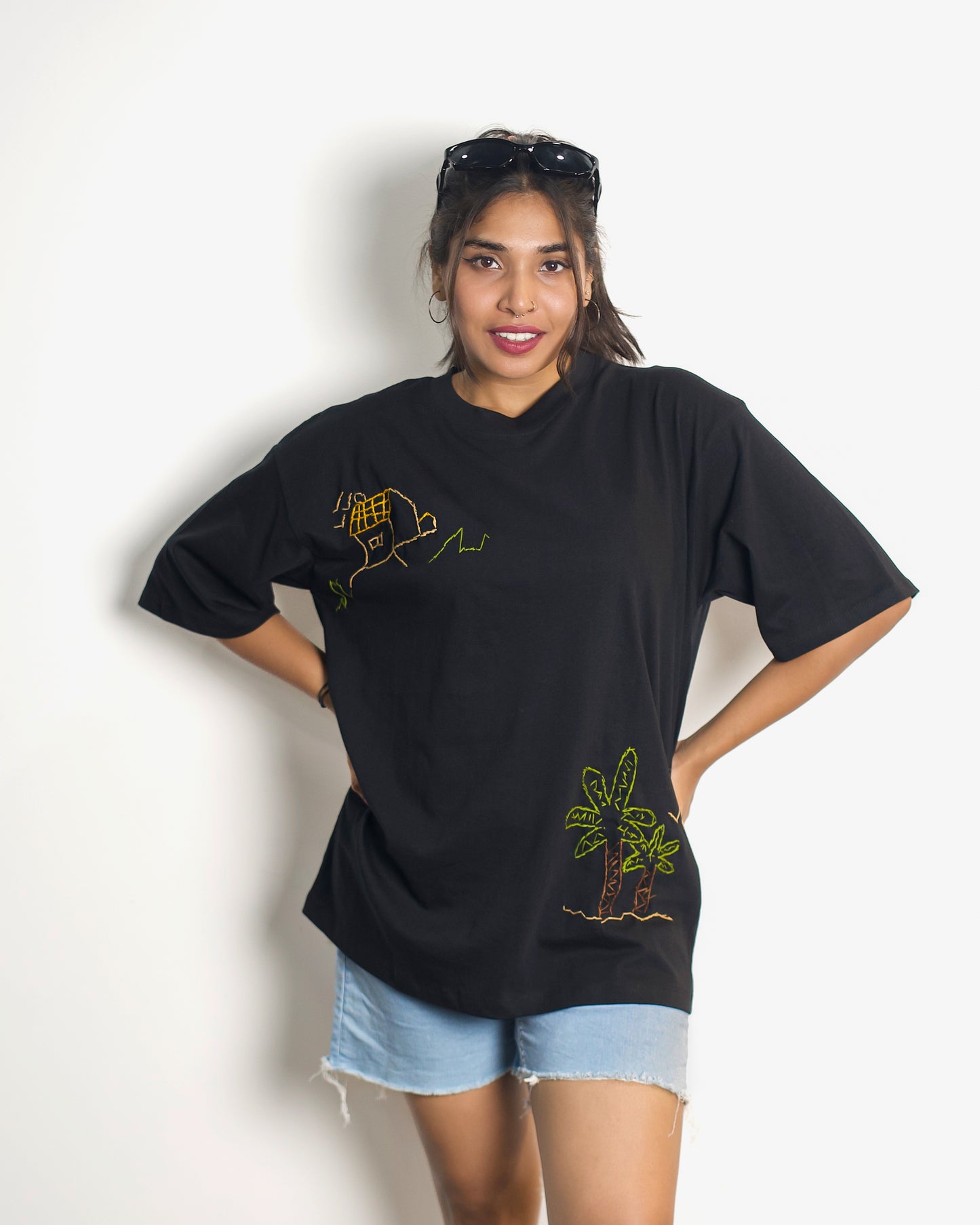 Oversized Hand Embroidery Tshirt
