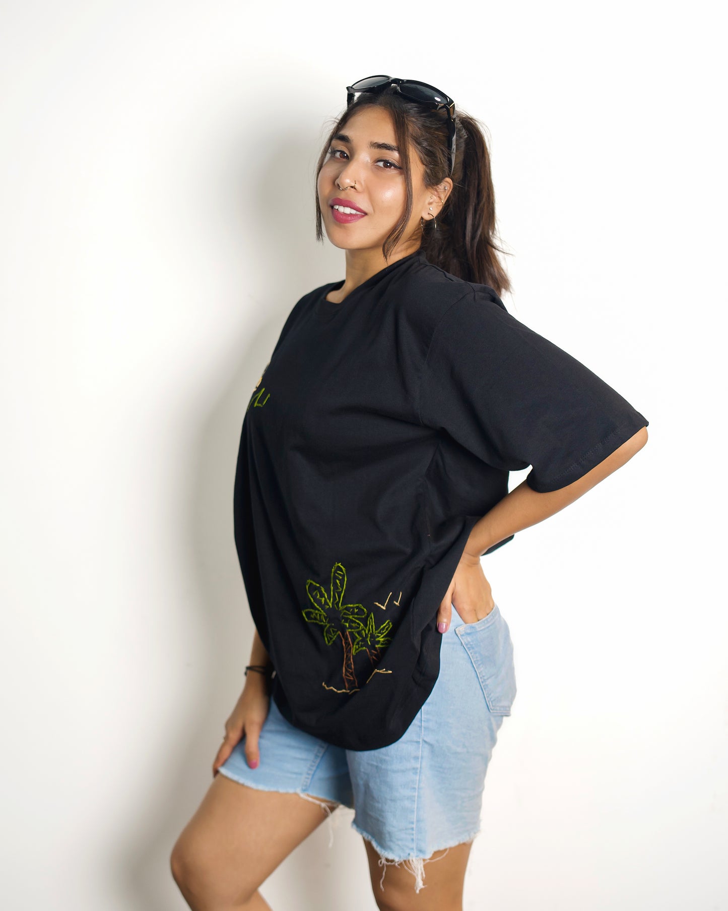 Oversized Hand Embroidery Tshirt