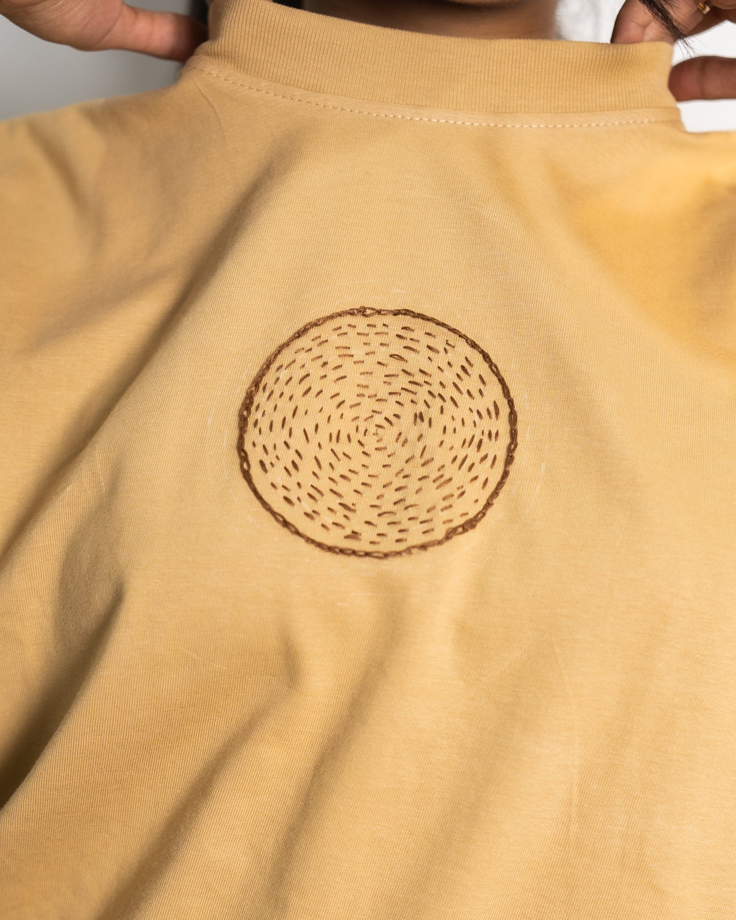 Oversized hand Embroidered TShirt (Beige)