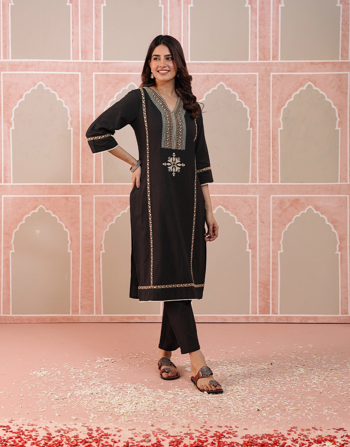 Ayra black mirror embroidered kurta set