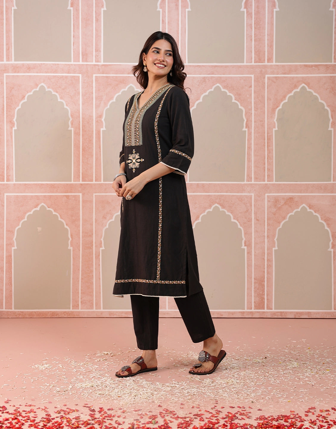 Ayra black mirror embroidered kurta set