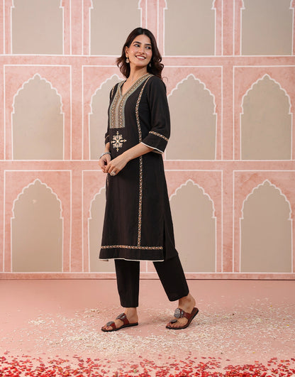 Ayra black mirror embroidered kurta set