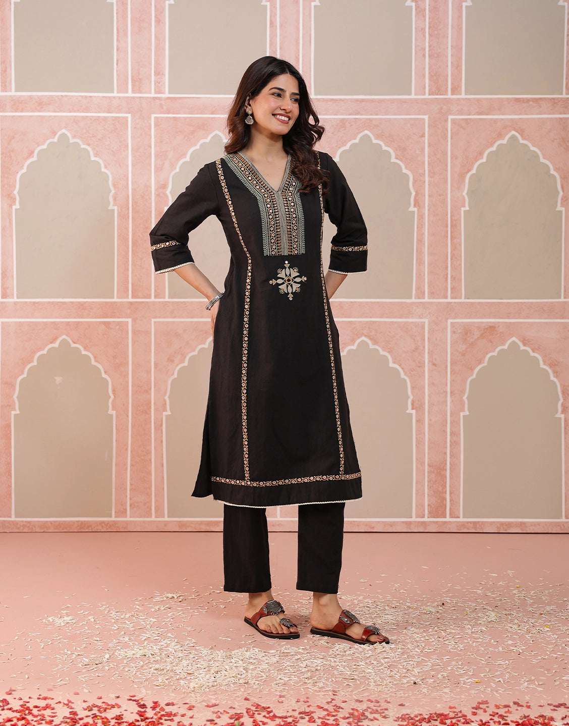Ayra black mirror embroidered kurta set