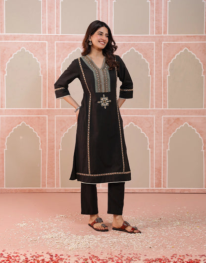Ayra black mirror embroidered kurta set