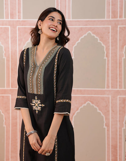Ayra black mirror embroidered kurta set