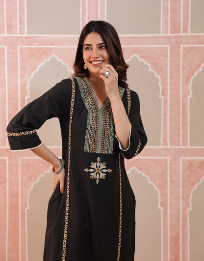 Ayra black mirror embroidered kurta set