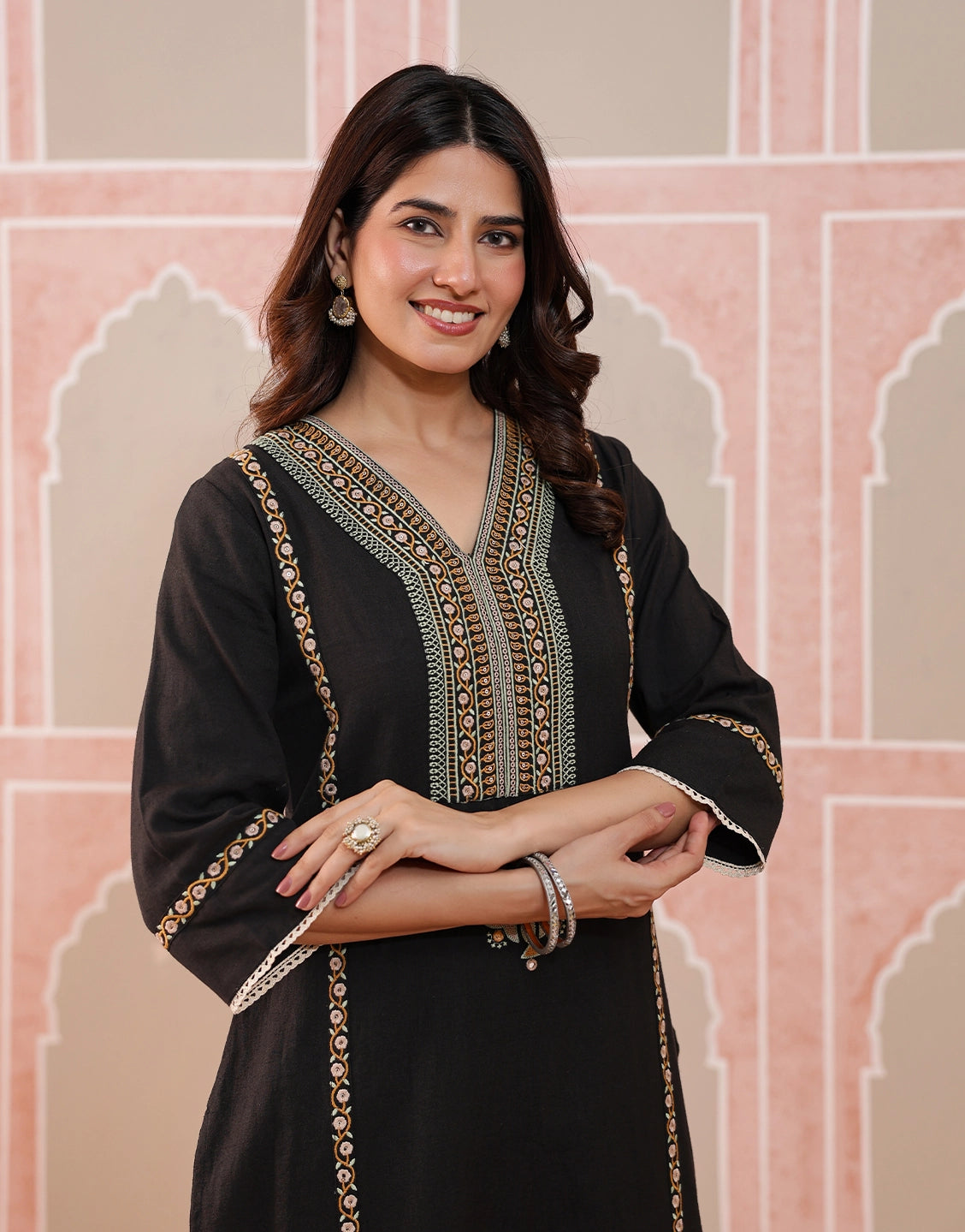 Ayra black mirror embroidered kurta set