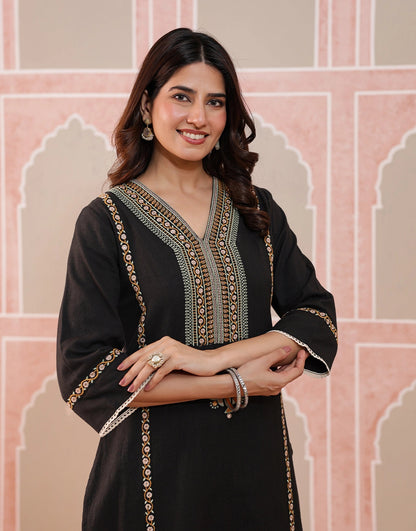 Ayra black mirror embroidered kurta set