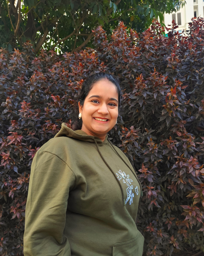 Cozy Hoodie with Hand embroidered motif (Olive Green)