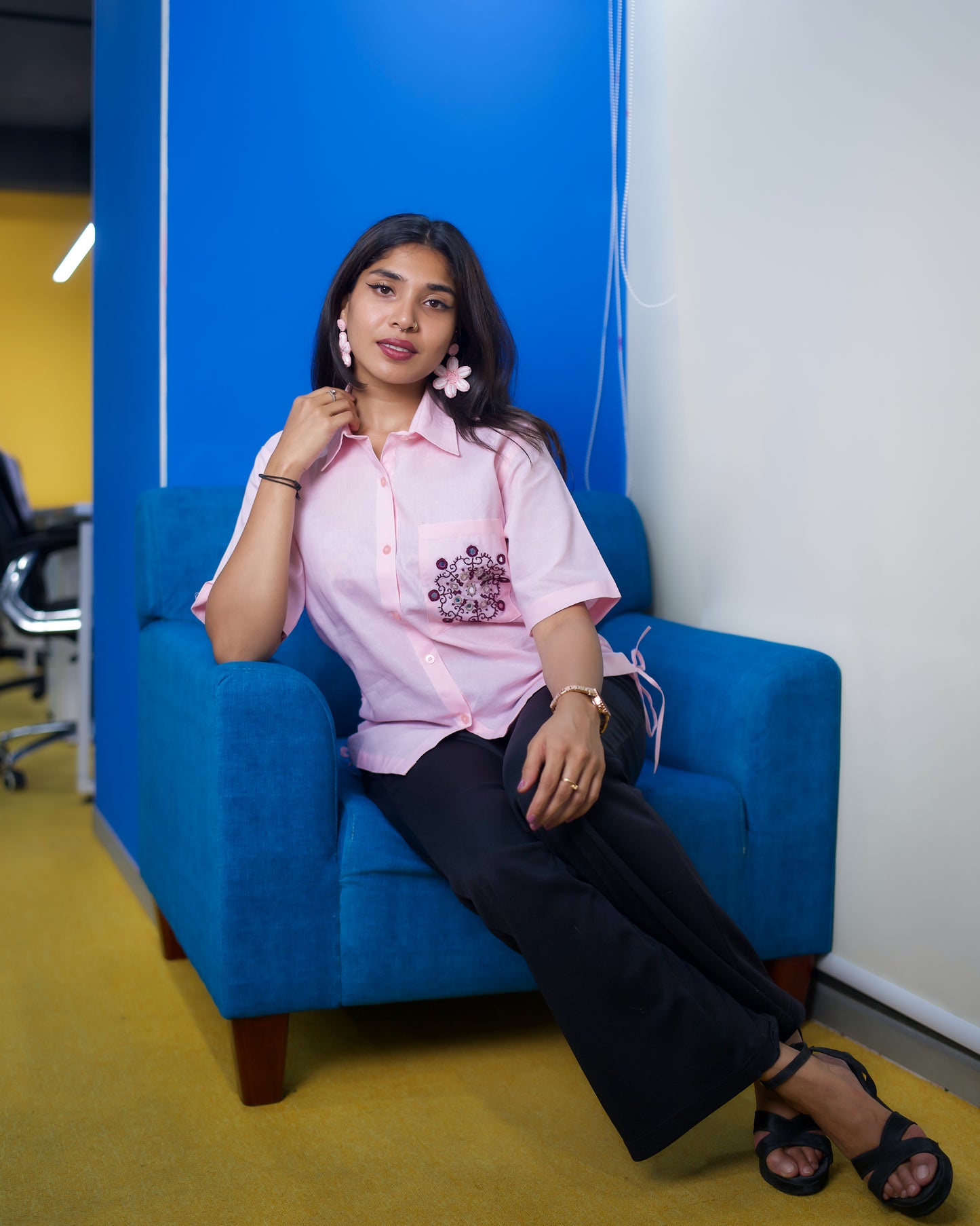 Pink Kathiyawadi Hand Embroidery Tank Top