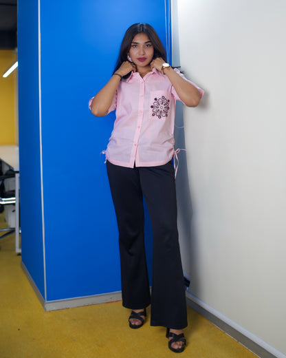 Pink Kathiyawadi Hand Embroidery Tank Top