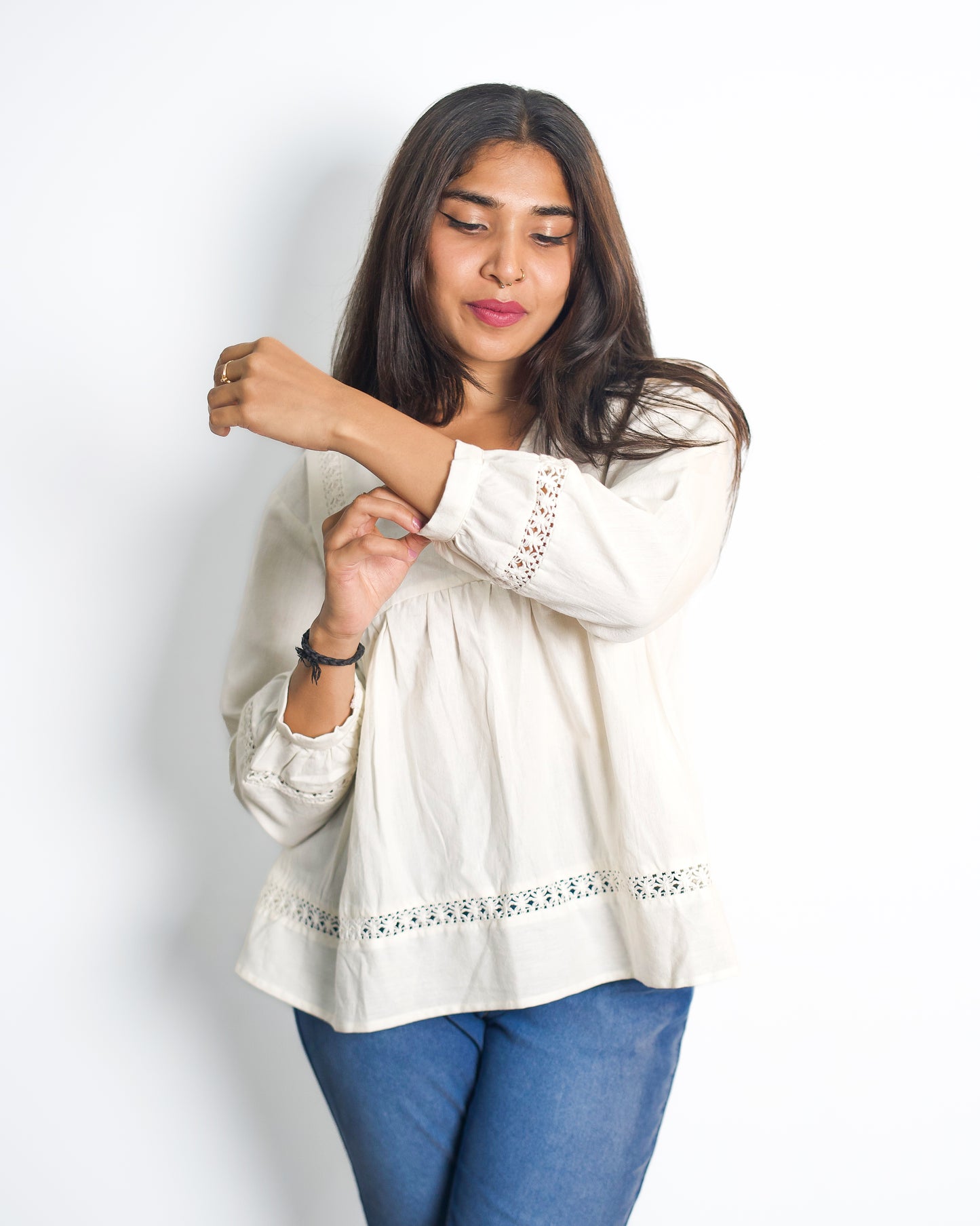 White color Handcraft Cotton Tshirt