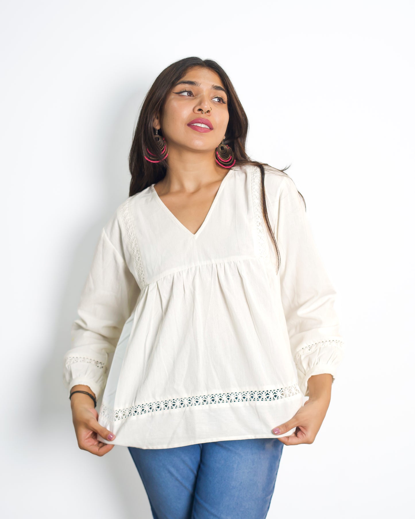 White color Handcraft Cotton Tshirt