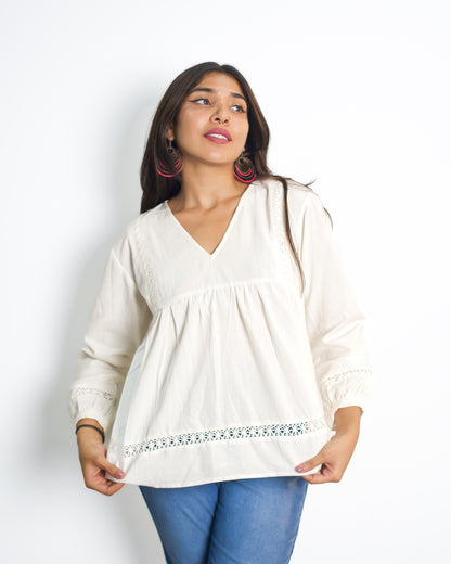 White color Handcraft Cotton Tshirt