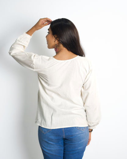 White color Handcraft Cotton Tshirt