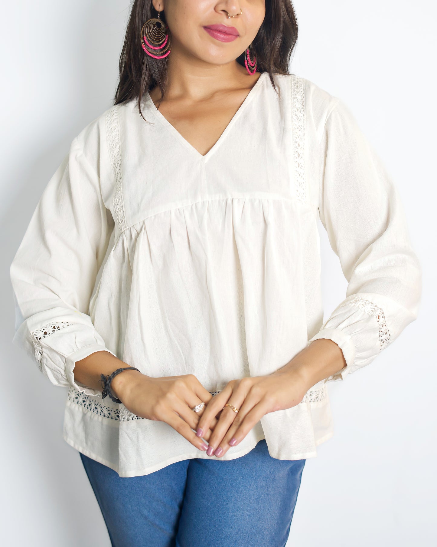 White color Handcraft Cotton Tshirt