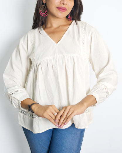 White color Handcraft Cotton Tshirt