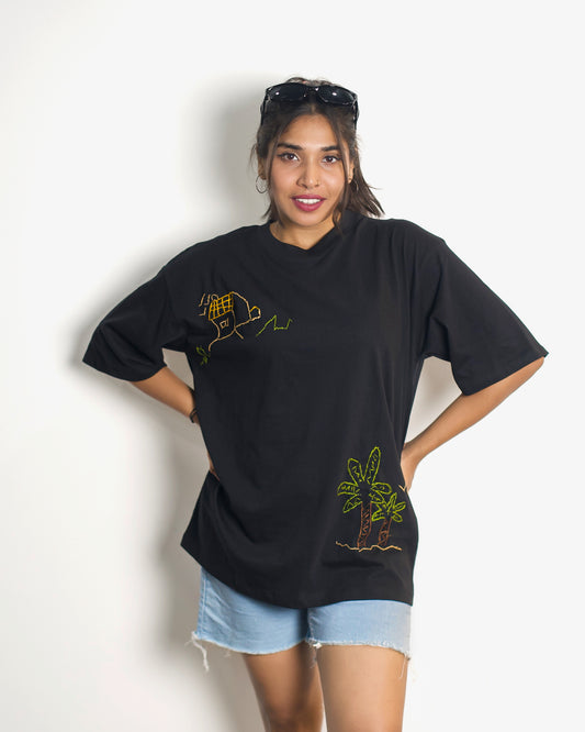 Oversized Hand Embroidery Tshirt