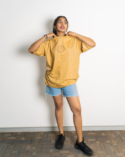Oversized hand Embroidered TShirt (Beige)